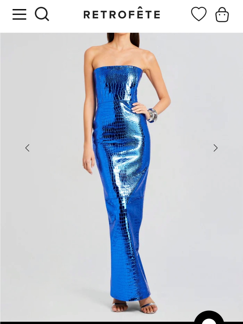 Retrofête Strapless Metallic Cobalt Blue Gown